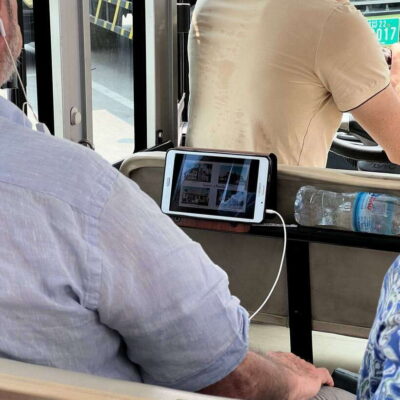 Heritage tour of Phnom Penh in electric bus - Your tablet-and-headset system for 10-language history