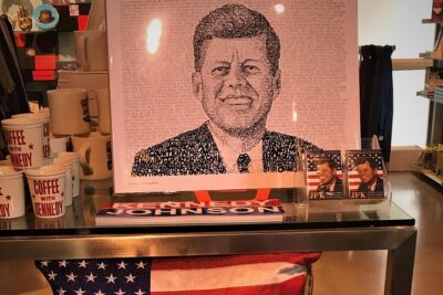 JFK Historical Tour - Stop 1 at JFK Memorial Plaza: reflection before the details