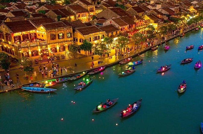 Marble Mountain and Hoi An Ancient Town Guided Tour from Da Nang - Hoi An Ancient Town at night: lantern streets and the Japanese Bridge