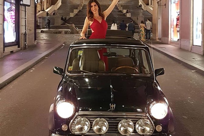 NIGHT TOUR THINK BIG, GO MINI! Rome in Mini Cooper Classic Cabrio - Hotel pickup and the mini-adventure start