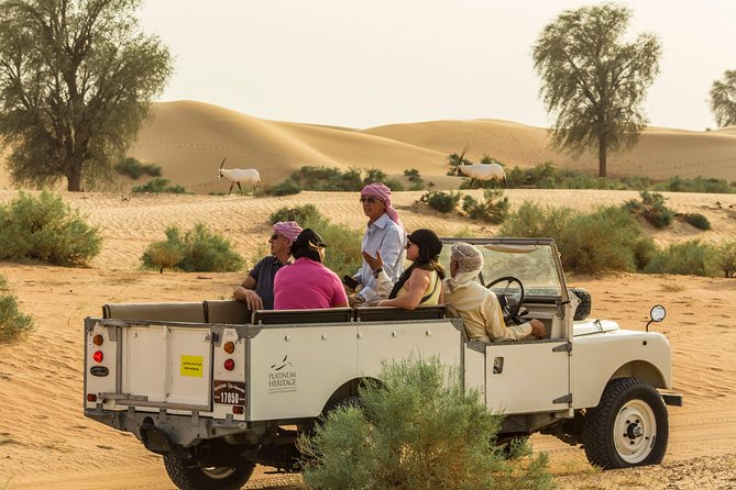 Private Vintage Land Rover Heritage Desert Safari- 4 Course Dinner & Activities - Entering Dubai’s Desert Conservation Reserve the old-school way