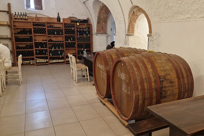 Santorini: 4hrs Small Group Wine Tasting Tour with Local Bites - Artemis Karamolegos Winery: scenic setting plus more award-winning pours