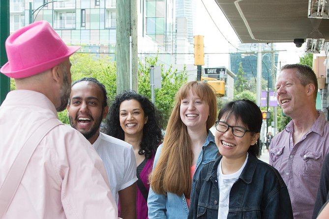 The Really Gay History Tour in Vancouver, Canada - Meeting the Guide on Burrard Street (and the man in pink)